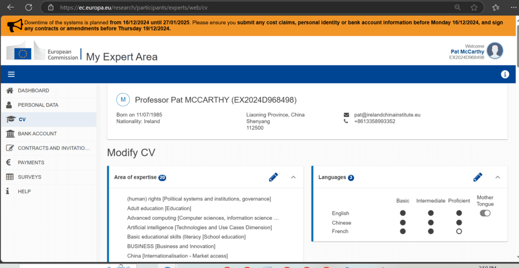 Pat McCarthy European Commission Profile